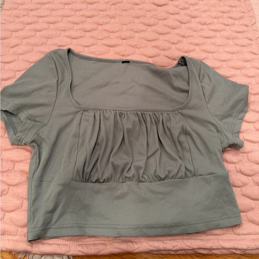 Women's Gray Square Neck Top